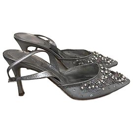 RENE CAOVILLA Heels T.EU 39 Leder Silber