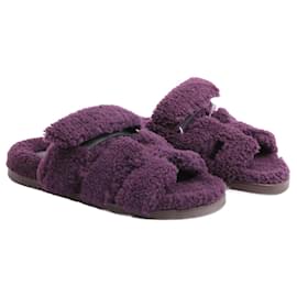 Hermès-HERMES  Sandals EU 37 Fur-Purple