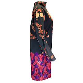 Autre Marque-Dries Van Noten Black Multi Floral Printed Long Sleeved Embroidered Cotton Dress-Black