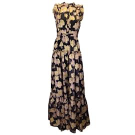 Erdem-Erdem black / Gold Lurex Rose Filcoupe Ava Gown-Multiple colors