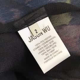 Jason Wu-Jason Wu Blue Multi Belted Printed Pleated Dress-Blue