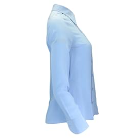 Autre Marque-Hellblaue Gucci-Bluse aus Seidenkrepp mit spitzem Kragen und Knopfleiste-Blau