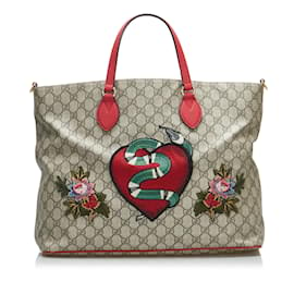 Gucci-Bolso satchel suave Gucci GG Supreme Courrier marrón-Castaño