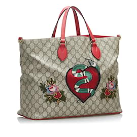 Gucci-Bolso satchel suave Gucci GG Supreme Courrier marrón-Castaño