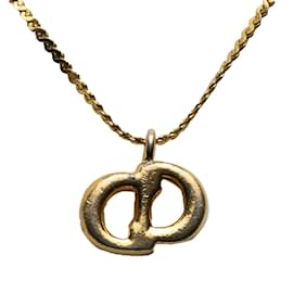 Dior-Collana con pendente in strass con logo Dior in oro-D'oro
