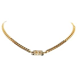 Dior-Gold Dior Rhinestones Pendant Necklace-Golden