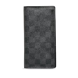 Louis Vuitton-Black Louis Vuitton Damier Graphite Brazza Long Wallets-Black
