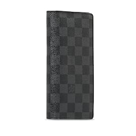 Louis Vuitton-Black Louis Vuitton Damier Graphite Brazza Long Wallets-Black