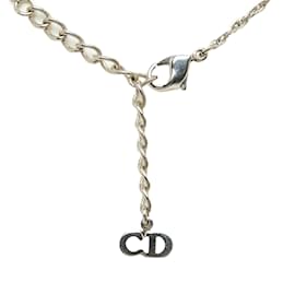 Dior-Collar con colgante de placa con logotipo Dior de plata-Plata