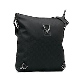 Gucci-Black Gucci GG Canvas Abbey D-Ring Crossbody Bag-Black