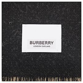 Burberry-Brown Burberry Logo Wool Scarf Scarves-Brown