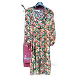 SéZane Milla Kleid mit Blumenmuster V-Ausschnitt 36 Mehrfarben