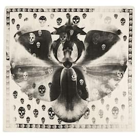 Alexander Mcqueen-Skull Orchid Scarf - Alexander Mcqueen - Wool - Ivory/Black-Brown,Beige