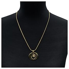 Christian Dior-Logo-Halskette aus goldfarbenem Metall mit baumelnden Charms-Golden
