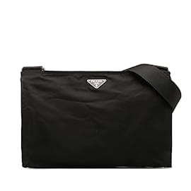 Prada-Prada Tessuto Crossbody Bag  Canvas Shoulder Bag in Good condition-Black