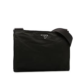 Prada-Prada Tessuto Crossbody Bag  Canvas Shoulder Bag in Good condition-Black