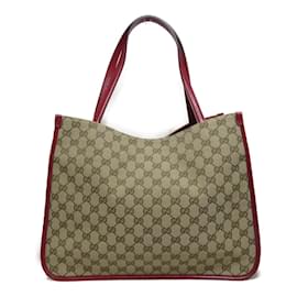 Gucci-Gucci GG Canvas Horsebit Tote Bag Canvas Tote Bag 623694 in Good condition-Brown
