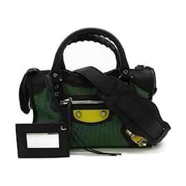 Balenciaga-Motocross Canvas Mesh Mini City Bag-Green