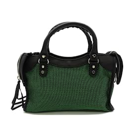 Balenciaga-Motocross Canvas Mesh Mini City Bag-Green