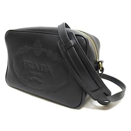 Prada-Leather Logo Embossed Camera Bag-Black