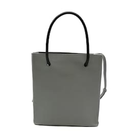 Balenciaga-Leather XXS Logo Shopping Tote 555140-Grey