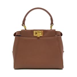 Fendi-Micro Peekaboo Studded Leather Handbag 8BN309-Brown