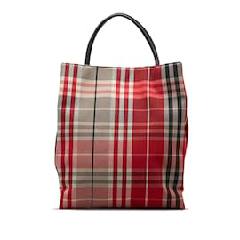 Burberry-Nova Check Tote Bag-Red