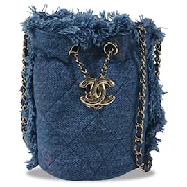 Chanel-Secchiello Mini Mood Chanel in denim blu con catena-Blu