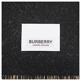 Burberry-Bufanda de lana con logo marrón de Burberry-Castaño,Beige
