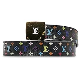 Louis Vuitton-Louis Vuitton Black Monogram Multicolore LV Cut Reversible Belt-Black
