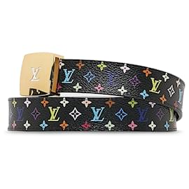 Louis Vuitton-Louis Vuitton Black Monogram Multicolore LV Cut Reversible Belt-Black