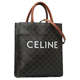 Céline-Celine Brown Pequeno Triomphe Cabas Verticais-Marrom