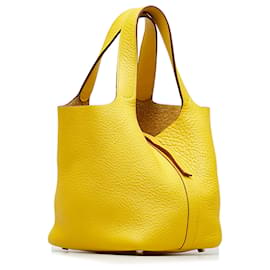 Hermès-Hermes Amarelo Taurillon Clemence Picotin Lock 18-Amarelo