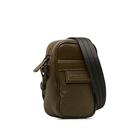 Bottega Veneta-Perforated Leather Crossbody Bag-Brown