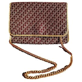 Dior-Vintage Dior clutch with chain-Dark red