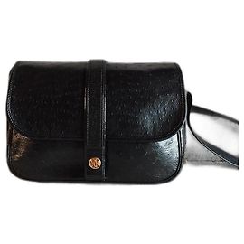 Sac Hermès Nouméa en cuir exotique Noir