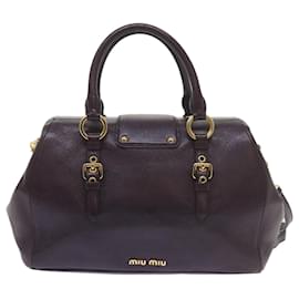 Miu Miu-Miu Miu Madras Hand Bag Leather 2way Purple Auth yk9615-Purple
