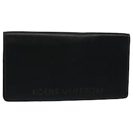 Louis Vuitton-LOUIS VUITTON Chicago Lange Geldbörse Leder Schwarz LV Auth bs10417-Schwarz