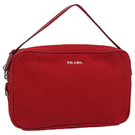 Prada-PRADA Accessory Pouch Canvas Red Auth ki3861-Red