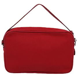 Prada-PRADA Accessorio Pouch Canvas Rosso Auth ki3861-Rosso