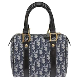 Christian Dior-Christian Dior Trotter Canvas Mini Boston Bag Navy Auth 61073-Navy blue