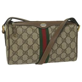 Gucci-GUCCI GG Supreme Web Sherry Line Shoulder Bag Beige Red 89 02 018 Auth yk9578-Red,Beige