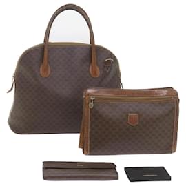 Céline-CELINE Macadam Canvas Pochette portefeuille Sac à main PVC 4Set Marron Noir Auth bs9870-Marron,Noir