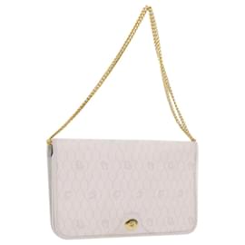 Christian Dior-Christian Dior Honeycomb Canvas Chain Shoulder Bag White Auth bs10474-White