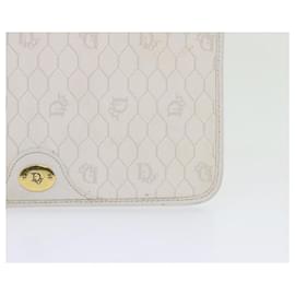 Christian Dior-Christian Dior Honeycomb Canvas Chain Shoulder Bag White Auth bs10474-White