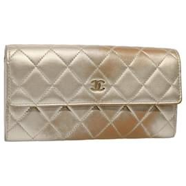 Chanel-CHANEL Long Wallet Lamb Skin Gold Tone CC Auth bs10438-Other