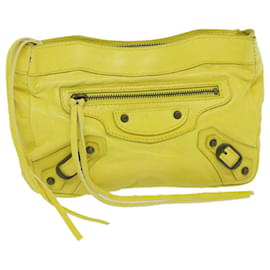 Balenciaga-BALENCIAGA Pouch Leather Yellow 110481 Auth hk944-Yellow