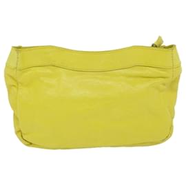 Balenciaga-BALENCIAGA Pouch Leather Yellow 110481 Auth hk944-Yellow