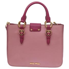 Miu Miu-Miu Miu Madras Hand Bag Leather 2way Pink Auth yk9605-Pink