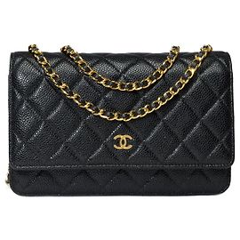 CHANEL Wallet on Chain Bag in Black Leather - 101618 Black